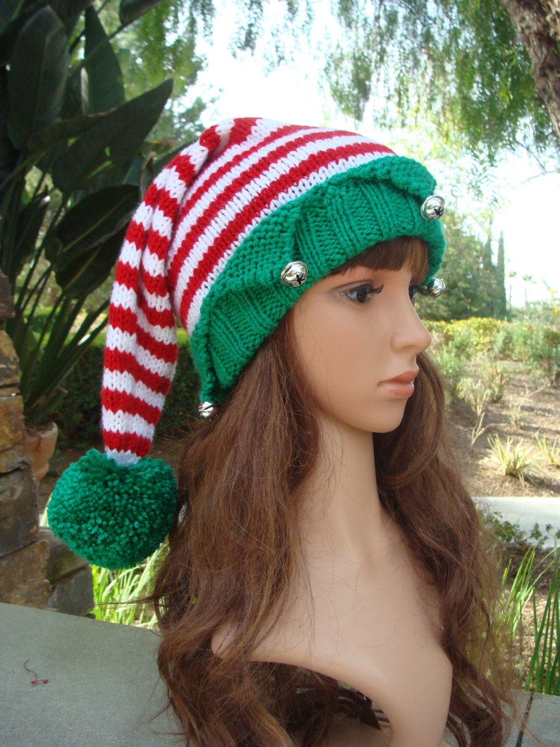 DIY Knitting PATTERN 150: Santa's Elf Knit Hat with Pom-pom Pattern, Knit Elf hat pattern, Size Teen/Adult PDF Digital Pattern image 4