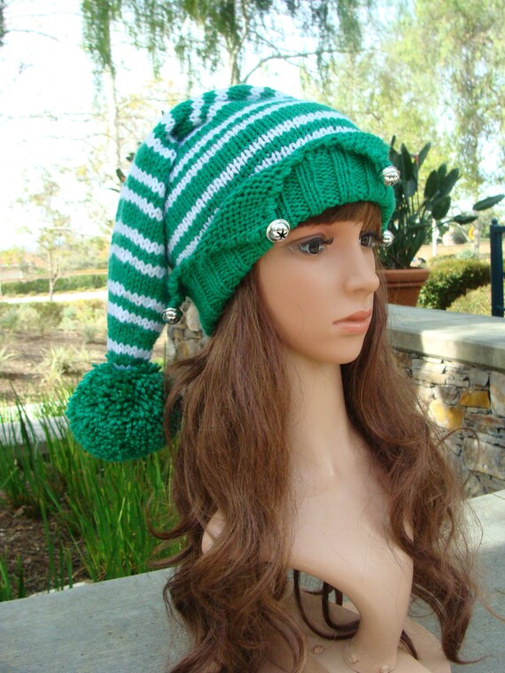 Diy Knitting Pattern 149 Santa S Elf Knit Hat With Pom Pom Pattern Knit Elf Hat Pattern Size Teen Adult Digital Pattern