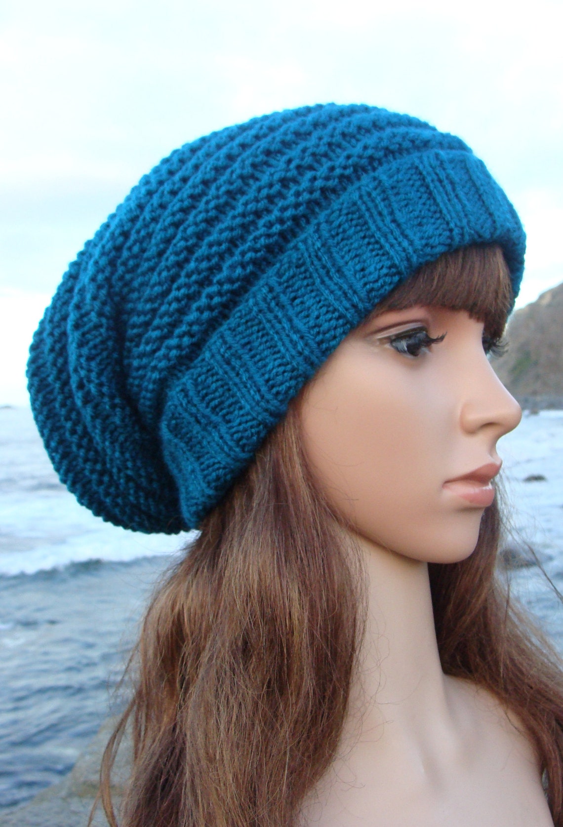 DIY Knitting PATTERN 207: Striped Slouchy Hat Pattern with | Etsy