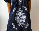 Navy blue mexican embroidered dress