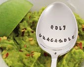 HOLY GUACAMOLE Stainless Steel Stamped Spoon Vegan Avocado Gift Foodie Gift Food Gift Fiesta Vegetarian Gift for Her