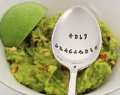 HOLY GUACAMOLE Stainless Steel Stamped Spoon Vegan Avocado Gift Foodie Gift Food Gift Fiesta Vegetarian Gift for Her