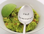 HOLY GUACAMOLE Stainless Steel Stamped Spoon Vegan Avocado Gift Foodie Gift Food Gift Fiesta Vegetarian Gift for Her