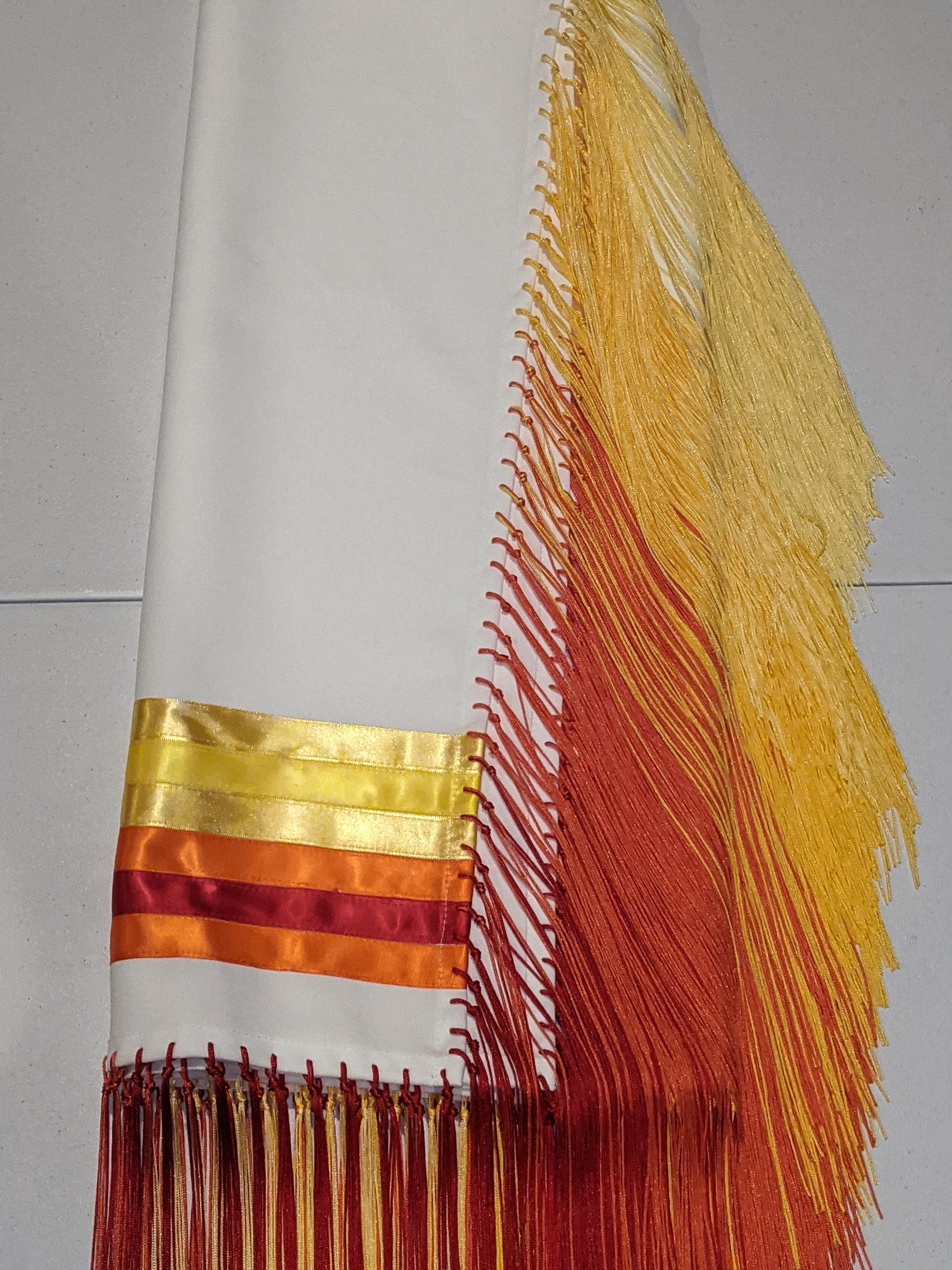 Sunrise Pow Wow Shawl w 6 Ribbons - Gabardine, Native American Dance Shawl