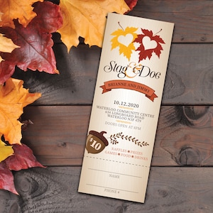 Autumn Stag & Doe Ticket // Autumn Jack and Jill Ticket - Fall Theme