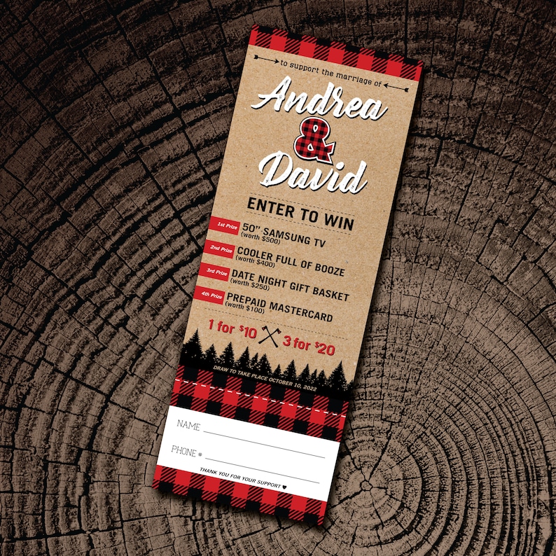 Lumberjack Raffle Ticket // Wedding Raffle Ticket - Etsy