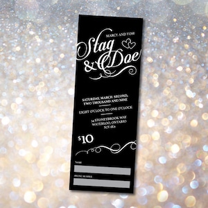 Elegant Stag & Doe Ticket // Elegant Jack and Jill Ticket - Simple, black and white