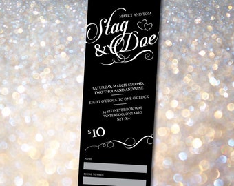 Elegant Stag & Doe Ticket // Elegant Jack and Jill Ticket - Simple, black and white