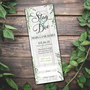 Rustic Vine Stag & Doe Ticket // Rustic Jack and Jill Ticket
