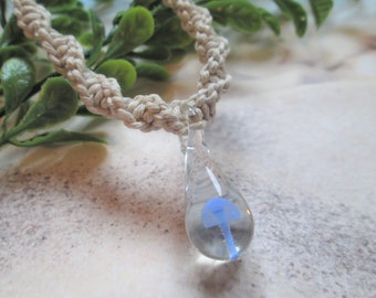 Custom Rasta Hemp Necklace with Choice of Glass Mushroom Pendant Boho Hemp Jewelry Hemp Necklace Retro Hippie Glass Mushroom Pendant