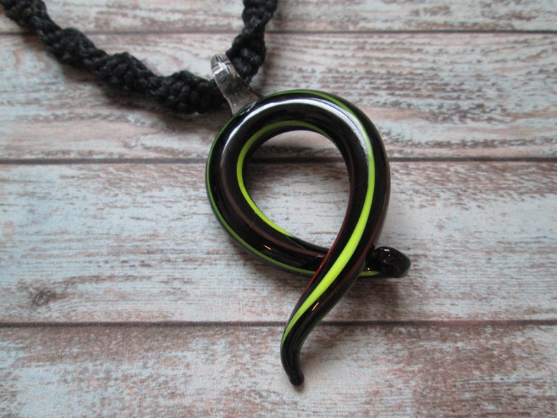 Custom Hemp Necklace with Black Glass Swirl Pendant Hippie Hemp Jewelry Layering Hemp Necklace Beach Swirl Pendant Boho Retro