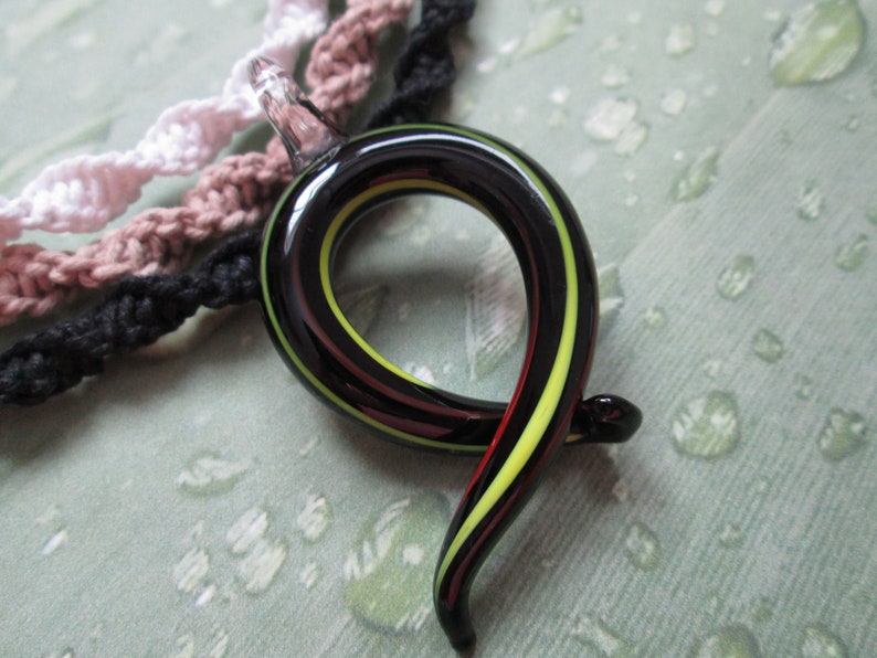 Custom Hemp Necklace with Black Glass Swirl Pendant Hippie Hemp Jewelry Layering Hemp Necklace Beach Swirl Pendant Boho Retro