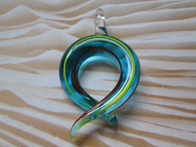 Hippie Beach Jewelry Boho Swirl Pendant Retro Macrame Custom Hemp Necklace with Blue Glass Swirl Pendant Hemp Necklace Hemp Jewelry