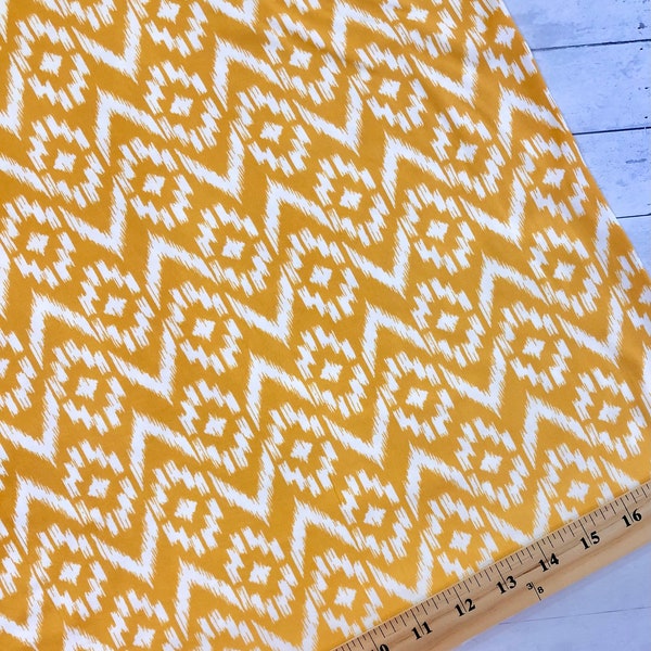 Double Brushed Poly Boho Zig Zag Yellow 58/60" Wide Fabric by the Yard/Half Yard
