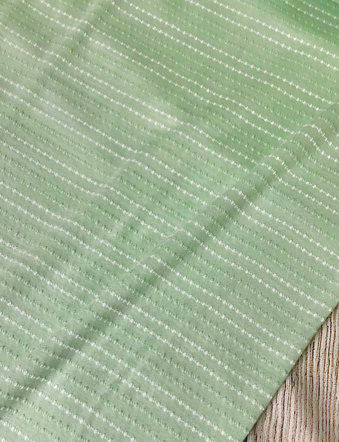 Jacquard Knit Dotted Line Mint 58/60 Apparel Fabric by the Yard/half