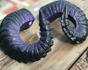 Black and Purple Ram/Demon horns &quot;Malice&quot; -  Adult  Goth Costume, Cosplay or the best Halloween Horns!