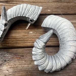 Ram Horns &quot;Baltica” Natural Look Satyr Horns - rugged, wearable cosplay costume horns  - Goth Krampus