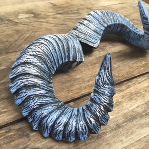 Ram Horns, &quot;Denim God&quot; wearable, rugged Satyr/Pan Horn -  natural stone washed denim looking for costume, cosplay & halloween