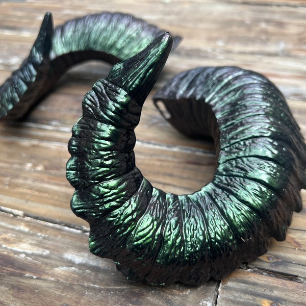 New -Color Shifting “Green Dragon” Cosplay Horns - Warm Iridescents