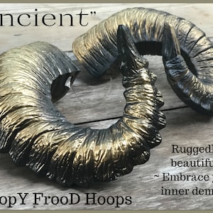 Ram Horns, &quot;Ancient&quot; a rugged and light-weight tarnished metallic - steampunk cosplay costume - wearable gothic horn set