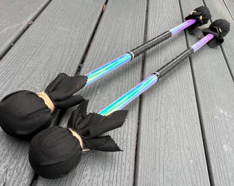 Bewitching Color-Shifting, Glow-In-The-Dark Staff Twins “Hinky Punk” - Pro Quality Practice & Performance by Hoopy Frood