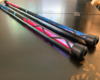 New Pink & Blue Highly Reflective Tech/Flow Staves - Practice or Performance by Hoopy Frood