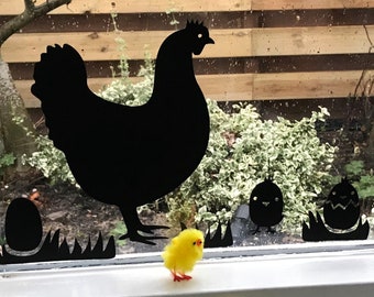 window sticker | Easter | April | public holidays | window decoration | chicken | chicks | eggs | Spring