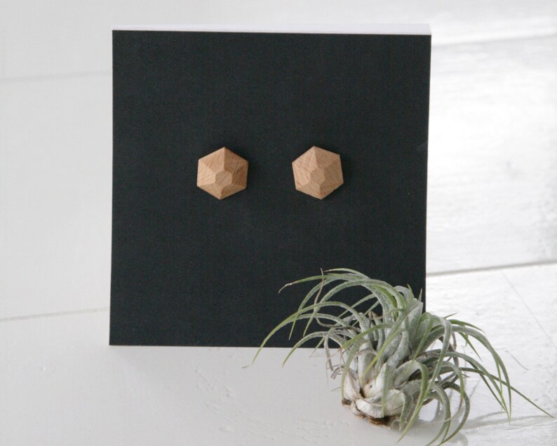 Hexagonal geometric earrings earring wooden jewelry