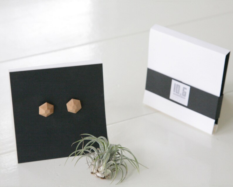 Hexagonal geometric earrings earring wooden jewelry