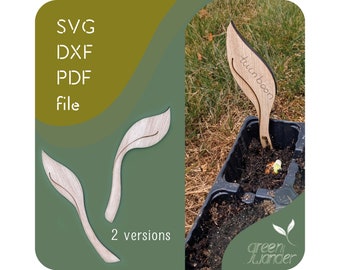 SVG - DXF - PDF file | Plantensteker | blad | tuinaccessoire |  hout | kweekbenodigdheden
