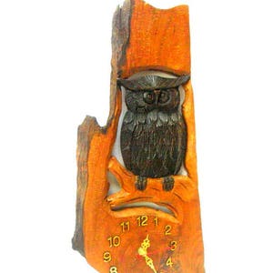 Owl wall clock, Wood Carving Owl, Owl Clock, Kids Room Decor, Unique wall clock, Carved Owl Clock, Gift, 16.5&quot;X8&quot;