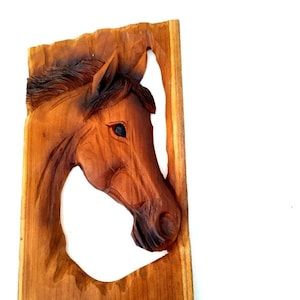 Wooden Horse Head, Horse Wood Carving, Wooden Horse, Horse Art ,Wall Art Decor, Hand Carved Horse, Horse Wall Hanging, Gift 21.5&quot;X13&quot;