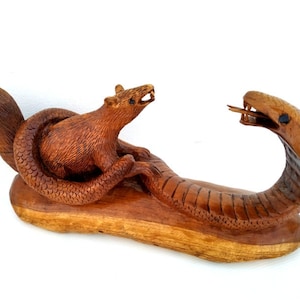 Wooden Cobra Statue, Snake Figurine, Animal Art, Cobra Snake Sculpture, Animal Art Statue, Snake Art, Hand Carved Snake Sculpture, Gift