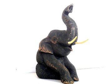 Statua di elefante, scultura di elefante, decorazione a forma di animale, elefante in legno, decorazioni per l'ufficio, regali per la casa