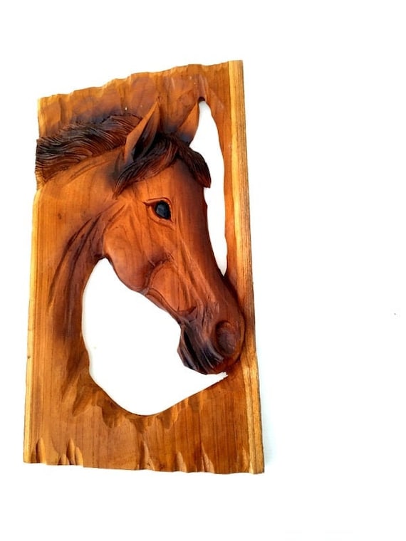 Wooden Horse Carving Horse Decorations Reclaimed Wood Art Wall Décor