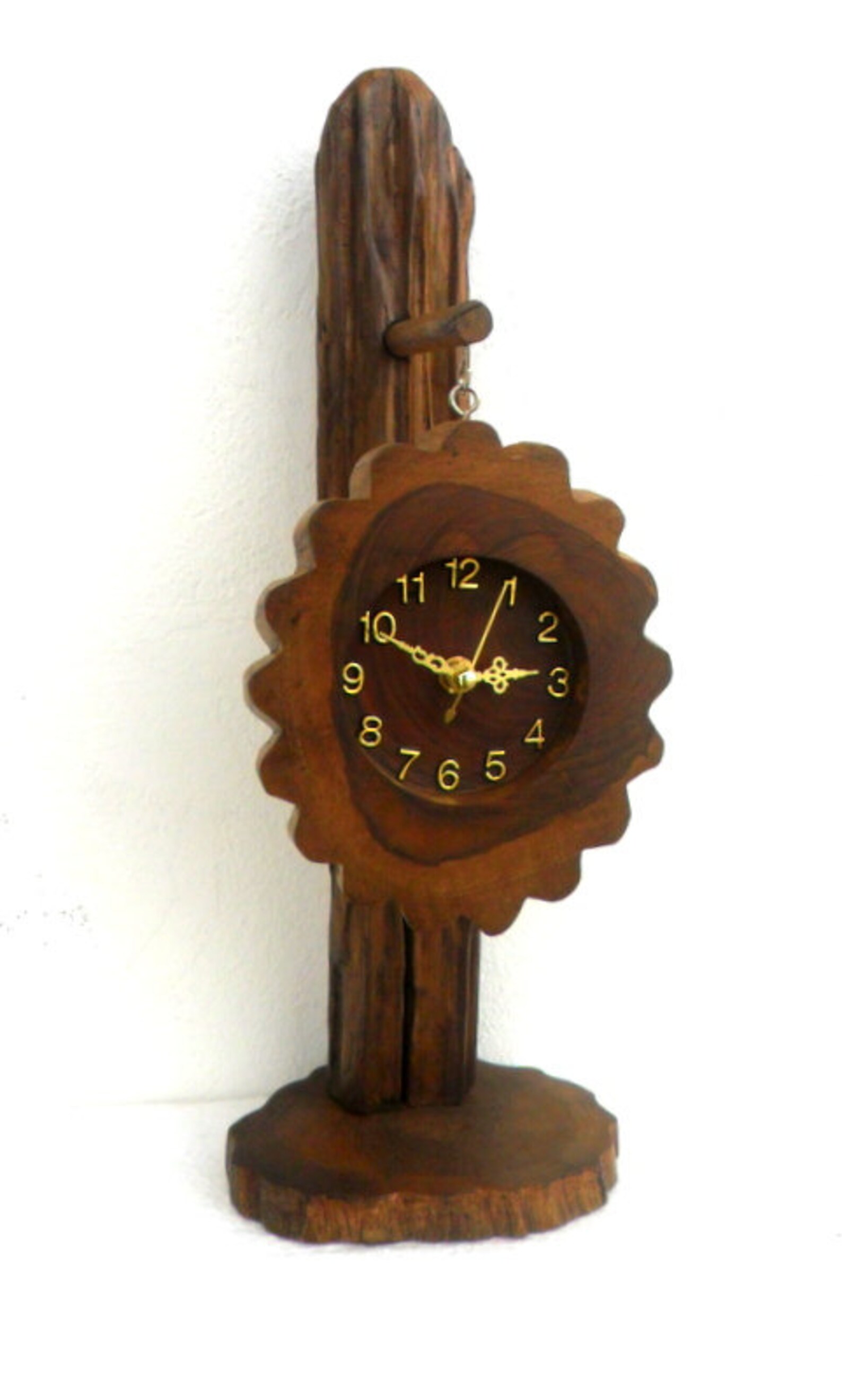 Natural Teak Wood Round Clock Hanging Rustic Driftwood Etsy