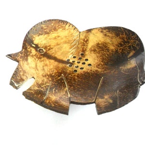 Natural Coconut Shell Soap Dish Art Hand Carved Elephant Shape Handmade wooden Carving Soap Dish Home Art Decor / Zen / Gift 5&quot;X4.5&quot;X1.75&quot;