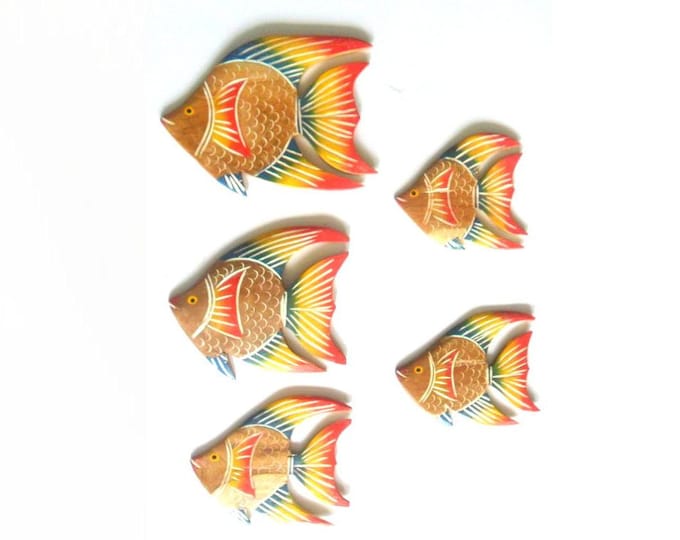 Wooden Fish, Fish Decor, Fish Decor Wall, Multicolor Fish, Wall Decor