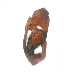 Wood Carving Horse Head Hand Carved Natural Old Teak Wood Art Home Decor / Gift 24&quot;X9.5&quot;