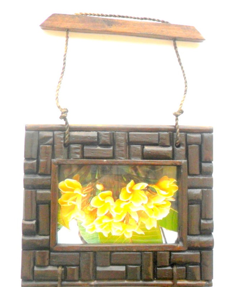 Rustic Teak Wood 3 Photo Frame With Glass Wall Hanging Natural Etsy