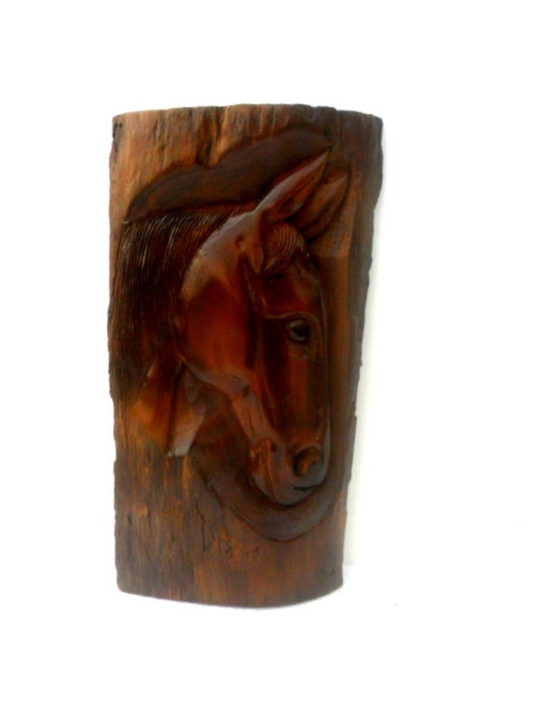 Wooden Horse Head, Wood Carving Horse, Hand Carved Horse, Rustic Horse