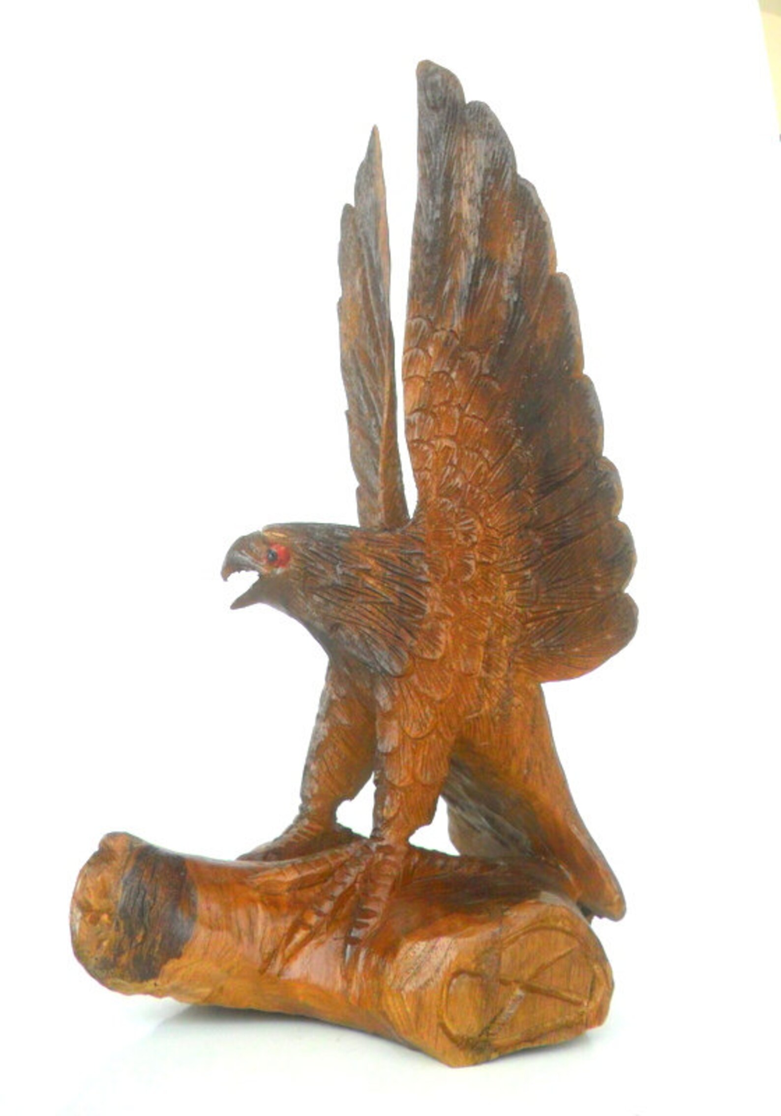 Wood Carving Eagle Hand Carved Eagle Natural Teak Wood Wild Eagle