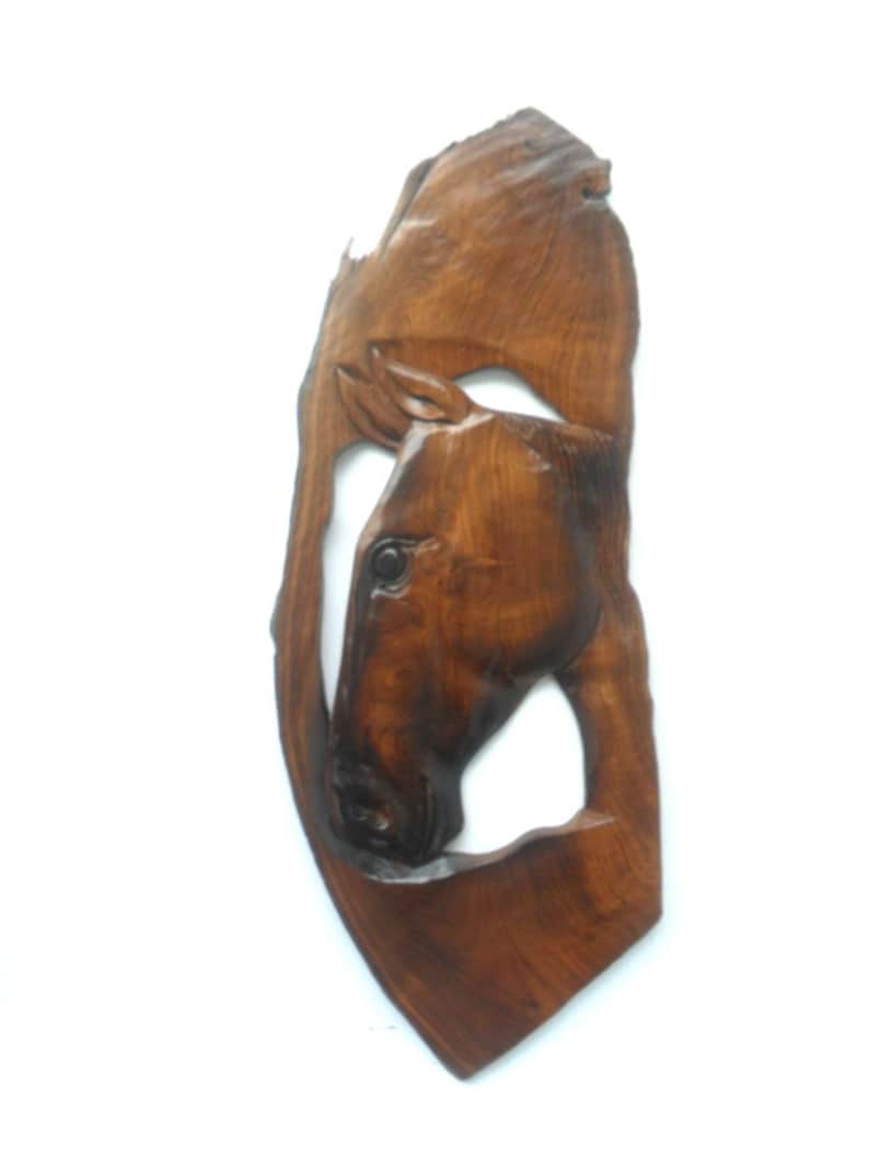 Wood Carving Horse Head Hand Carved Natural Old Teak Wood Art Etsy