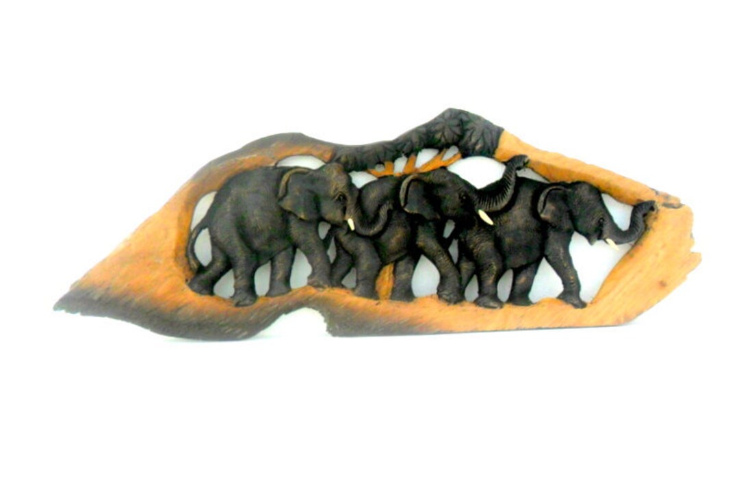Hand Carved Elephant, Wooden Elephant, Elephant Statue, Wood Carving ...