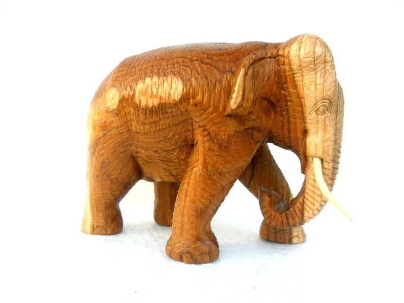 Wood Carving Elephant Hand Carved Elephant Natural Teak Wood Etsy