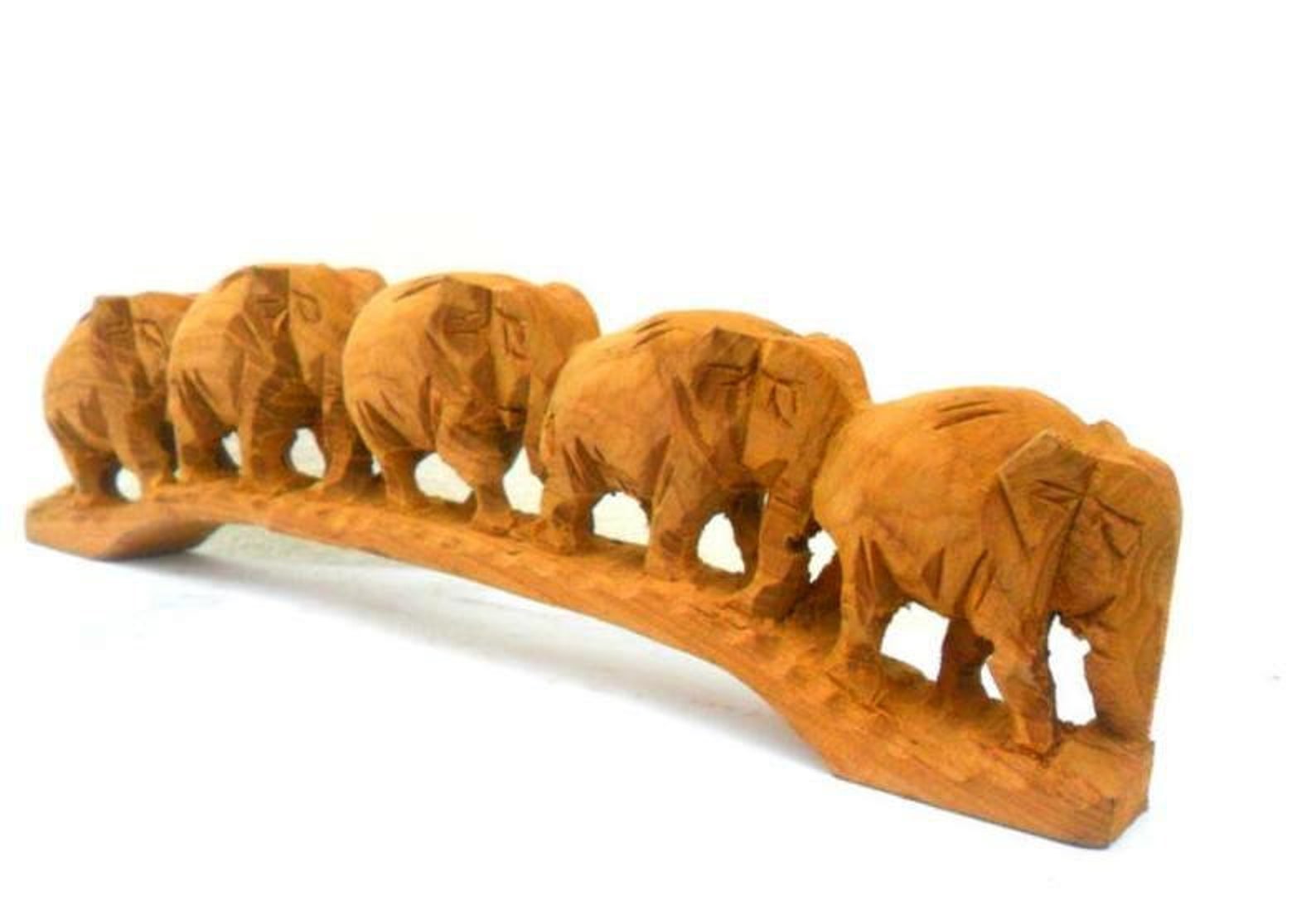 Hand Carved Elephant Wood Carving Elephants Natural Teak Wood Etsy