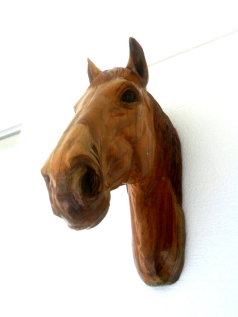 Horse Head Wood Carving Natural Teak Wood Hand Carved Horse Etsy