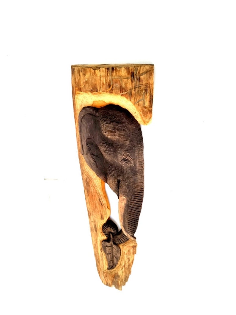 Hand Carved Elephant, Wooden Elephant, Elephant Statue, Wood Carving