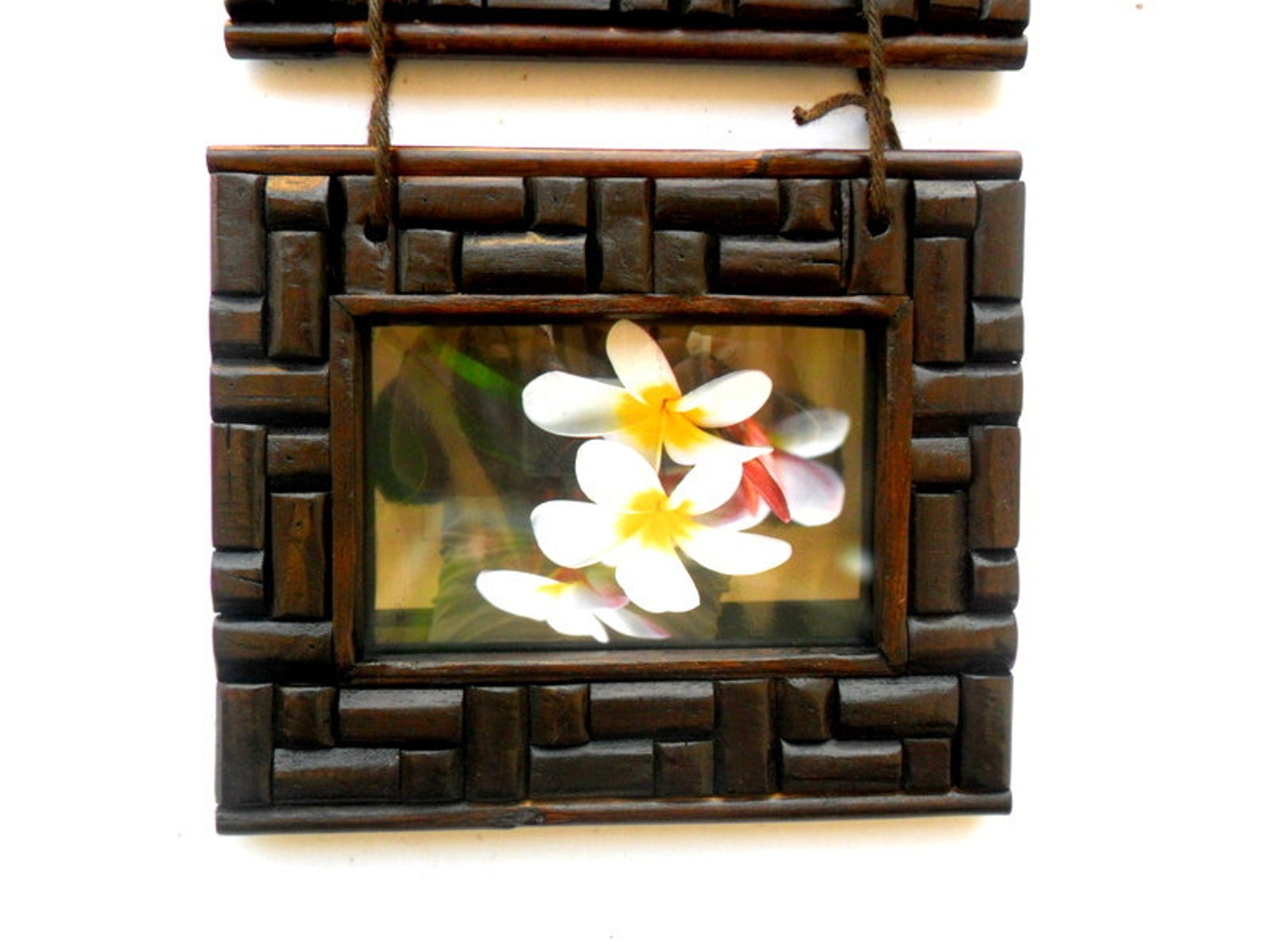Rustic Teak Wood 3 Photo Frame With Glass Wall Hanging Natural Etsy