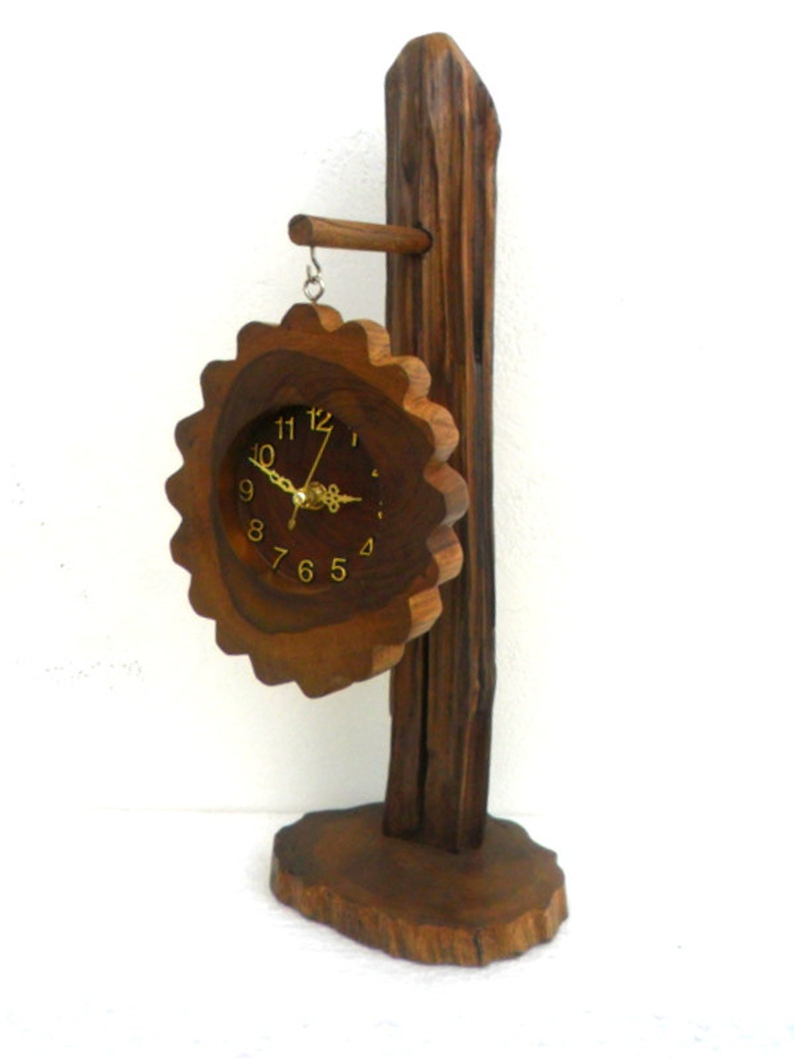 Natural Teak Wood Round Clock Hanging Rustic Driftwood Etsy